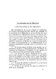 Academia de la Historia. Convocatoria de premios | Biblioteca Virtual Miguel de Cervantes