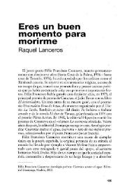 Eres un buen momento para morirme [Reseña] / Raquel Lanseros | Biblioteca Virtual Miguel de Cervantes