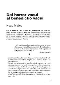 Del horror vacui al benedictio vacui / Hugo Mujica | Biblioteca Virtual Miguel de Cervantes