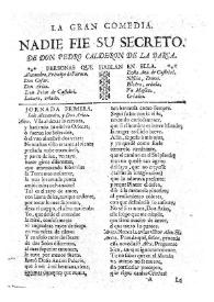 Nadie fie su secreto / de Don Pedro Calderon de la Barca | Biblioteca Virtual Miguel de Cervantes