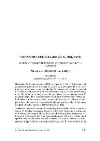Una poética subliteraria en el siglo XVII / Miguel Ángel Garrido Gallardo | Biblioteca Virtual Miguel de Cervantes