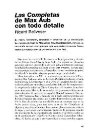 "Las Completas" de Max Aub con todo detalle / Ricard Bellveser | Biblioteca Virtual Miguel de Cervantes