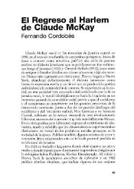 El regreso al Harlem de Claude McKay / Fernando Cordobés | Biblioteca Virtual Miguel de Cervantes