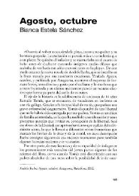 Agosto, octubre [Reseña] / Bianca Estela Sánchez | Biblioteca Virtual Miguel de Cervantes