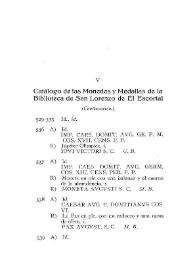 Catálogo de las monedas y medallas de la Biblioteca de San Lorenzo de El Escorial [II] / Fray Arturo García de la Fuente | Biblioteca Virtual Miguel de Cervantes