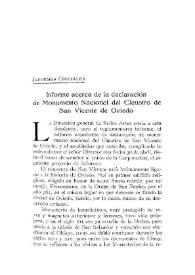 Informe acerca de la declaración de Monumento Nacional del Claustro de San Vicente de Oviedo / M. López Otero | Biblioteca Virtual Miguel de Cervantes