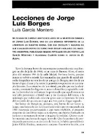Lecciones de Jorge Luis Borges / Luis García Montero | Biblioteca Virtual Miguel de Cervantes