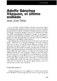 Adolfo Sánchez Vázquez, el último exiliado / Juan José Téllez | Biblioteca Virtual Miguel de Cervantes