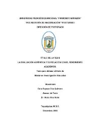 La evaluación auténtica y su relación con el rendimiento académico / Dora Suyapa Díaz Quintero | Biblioteca Virtual Miguel de Cervantes