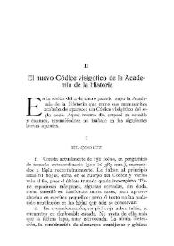 El nuevo códice visigótico de la Academia de la Historia / Fray Julián Zarco Cuevas | Biblioteca Virtual Miguel de Cervantes