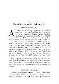Un códice visigótico del siglo IX (Reseña bibliográfica) / Justo García Soriano | Biblioteca Virtual Miguel de Cervantes