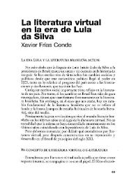 La literatura virtual en la era de Lula da Silva : = A literatura virtual na era da Lula da Silva / Xavier Frías Conde | Biblioteca Virtual Miguel de Cervantes