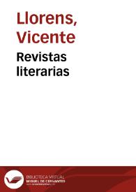 Revistas literarias / Vicente Lloréns | Biblioteca Virtual Miguel de Cervantes