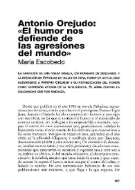 Antonio Orejudo : "El humor nos defiende de las agresiones del mundo" / María Escobedo | Biblioteca Virtual Miguel de Cervantes