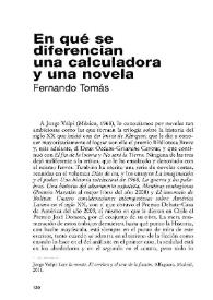 En qué se diferencian una calculadora y una novela / Fernando Tomás | Biblioteca Virtual Miguel de Cervantes