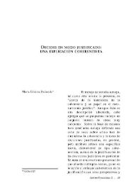 Decidir en modo justificado: una explicación coherentista / María Cristina Redondo | Biblioteca Virtual Miguel de Cervantes