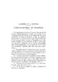 Convocatoria de premios de la Academia de la Historia / Vicente Castañeda y Alcover | Biblioteca Virtual Miguel de Cervantes