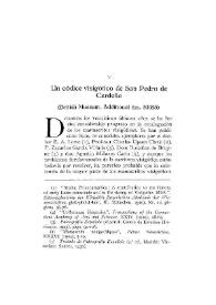 Un códice visigótico de San Pedro de Cardeña. (British Museum, Additional ms. 30055) / Walter Muir Whitehill | Biblioteca Virtual Miguel de Cervantes