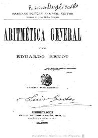 Aritmética general / por Eduardo Benot | Biblioteca Virtual Miguel de Cervantes