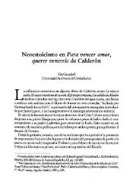 Neoestoicismo en "Para vencer amor, querer vencerle" de Calderón / Ysla Campbell | Biblioteca Virtual Miguel de Cervantes