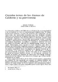 Grandes temas de los dramas de Calderón y su pervivencia / Ignacio Arellano | Biblioteca Virtual Miguel de Cervantes