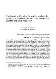 Calderón y Ovidio: la enfermedad de amor y sus remedios en una comedia escrita en colaboración / Sonsoles Calle González | Biblioteca Virtual Miguel de Cervantes