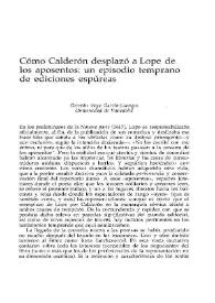 Cómo Calderón desplazó a Lope de los aposentos: un episodio temprano de ediciones espúreas / Germán Vega García-Luengos | Biblioteca Virtual Miguel de Cervantes