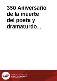 350 Aniversario de la muerte del poeta y dramaturdo Felipe Godínez. 1659-2009 | Biblioteca Virtual Miguel de Cervantes