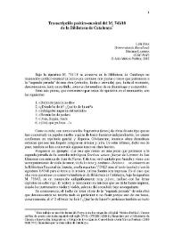 Transcripción poético-musical del M.741/18 de la Biblioteca de Catalunya / Lola Josa; Mariano Lambea | Biblioteca Virtual Miguel de Cervantes