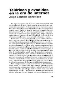 Telúricos y evadidos en la era de internet / Jorge Eduardo Benavides | Biblioteca Virtual Miguel de Cervantes
