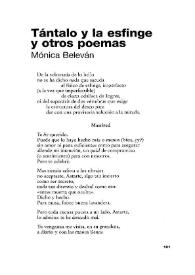 Tántalo y la esfinge y otros poemas / Mónica Beleván | Biblioteca Virtual Miguel de Cervantes