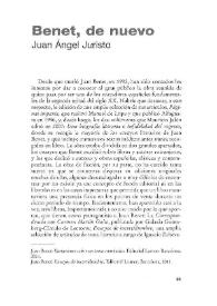 Benet, de nuevo / Juan Ángel Juristo | Biblioteca Virtual Miguel de Cervantes