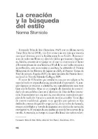 La creación y la búsqueda del estilo / Norma Sturniolo | Biblioteca Virtual Miguel de Cervantes