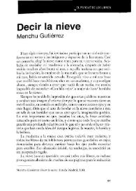 Decir la nieve / Menchu Gutiérrez | Biblioteca Virtual Miguel de Cervantes