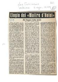 Elogio del "Matre d'hotel" / Por Joaquín Calvo Sotelo | Biblioteca Virtual Miguel de Cervantes