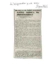 Latino-América, no: ¡Hispanoamérica! / una carta de Joaquín Calvo-Sotelo | Biblioteca Virtual Miguel de Cervantes