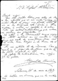 Carta de Miguel de Unamuno a Rafael Altamira. Salamanca, 26 de marzo de 1896 | Biblioteca Virtual Miguel de Cervantes