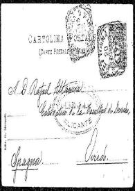 Tarjeta postal de Diego Ruiz a Rafael Altamira. Bolonia. 18 de enero de 1903 | Biblioteca Virtual Miguel de Cervantes