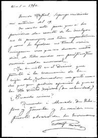 Carta a Rafael Altamira. 21 de enero de 1910 | Biblioteca Virtual Miguel de Cervantes
