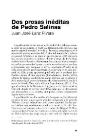 Dos prosas inéditas de Pedro Salinas / Juan José Lanz Rivera | Biblioteca Virtual Miguel de Cervantes