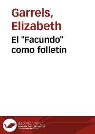 El "Facundo" como folletín / Elizabeth Garrels | Biblioteca Virtual Miguel de Cervantes