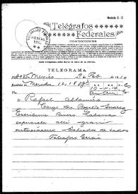 Telegrama de Telesforo García a Rafael Altamira. México, 9 de febrero de 1910 | Biblioteca Virtual Miguel de Cervantes