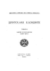 Epistolari Llorente. Volum II. Cartes de llevantins (1901-1911) | Biblioteca Virtual Miguel de Cervantes