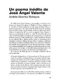 Un poema inédito de José Ángel Valente / Andrés Sánchez Robayna | Biblioteca Virtual Miguel de Cervantes