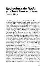 Reelectura de "Nada" en clave barcelonesa / Carme Riera | Biblioteca Virtual Miguel de Cervantes
