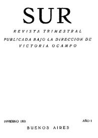 Sur : revista trimestral. Año I, invierno 1931 | Biblioteca Virtual Miguel de Cervantes