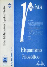 Revista de la Asociación de Hispanismo Filosófico. Núm. 8, Año 2003