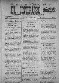 El intruso. Tri-Semanario Joco-serio netamente independiente. Tomo I, núm. 1, martes 6 de septiembre de 1921 | Biblioteca Virtual Miguel de Cervantes