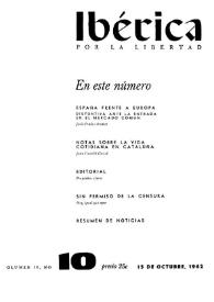 Ibérica por la libertad. Volumen 10, Nº 10, 15 de octubre de 1962 | Biblioteca Virtual Miguel de Cervantes