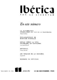 Ibérica por la libertad. Volumen 10, Nº 11, 15 de noviembre de 1962 | Biblioteca Virtual Miguel de Cervantes